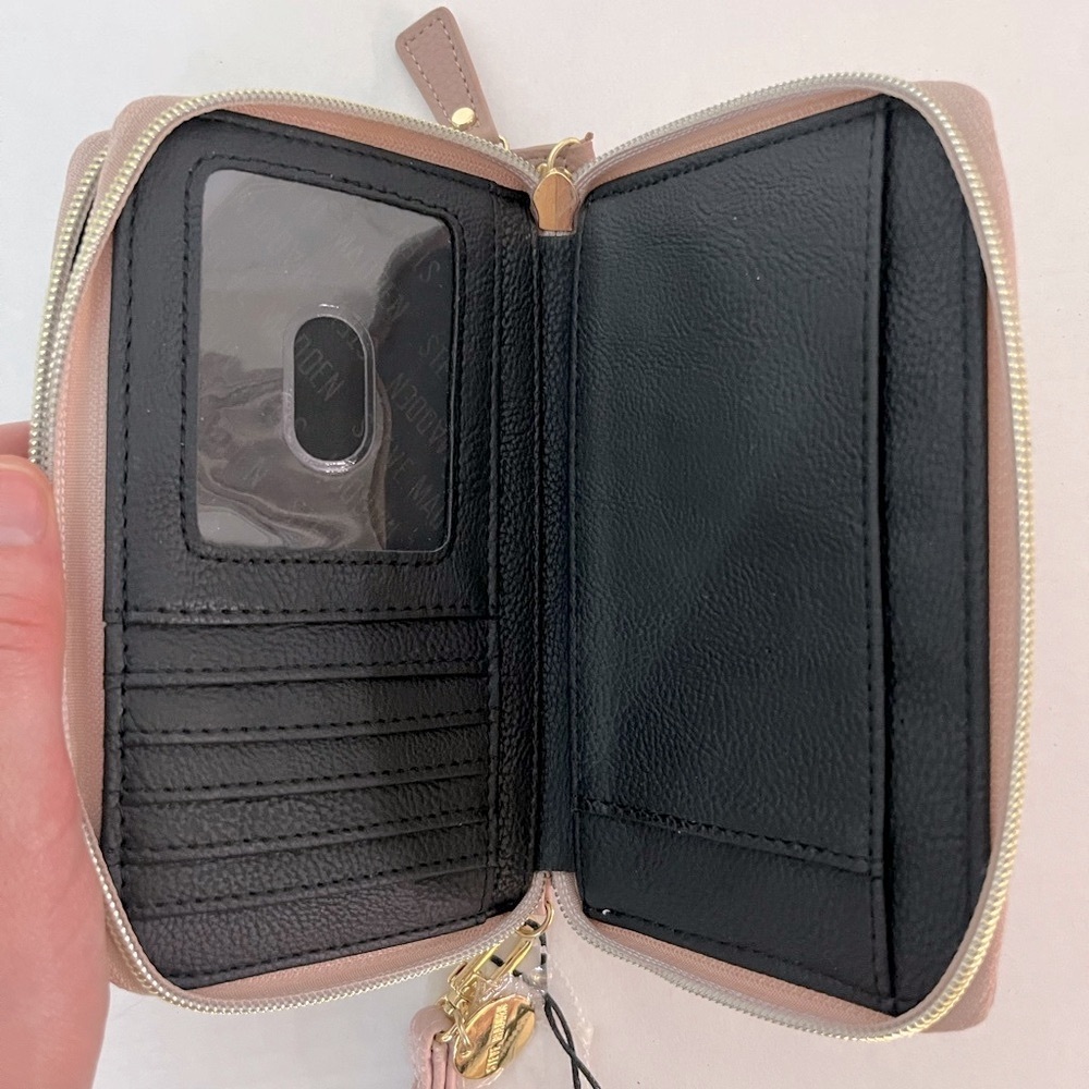 NWT STEVE MADDEN Blush Pink Double Zip Wristlet Wallet Blush Pink Gold Hardware - Picture 2 of 8
